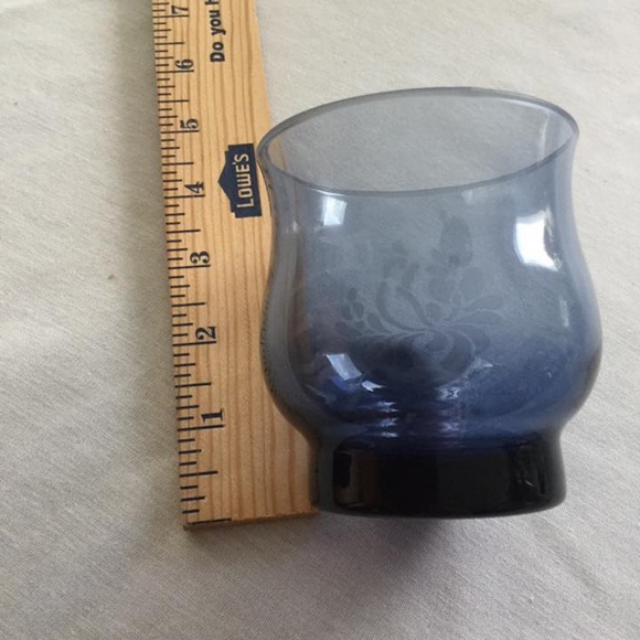 Pfaltzgraff Yorktowne Tumblers Frosted Etched Floral Blue Glasses Set of 6 - Picture 4 of 6